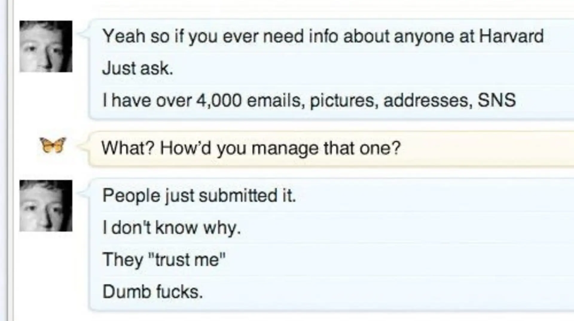 متن چت مارک زاکربرگ با هم‌دانشگاهی‌اش