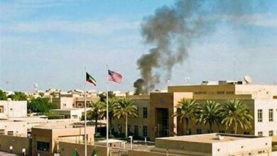 ستون دود از سفارت آمریکا در کویت دیده شد