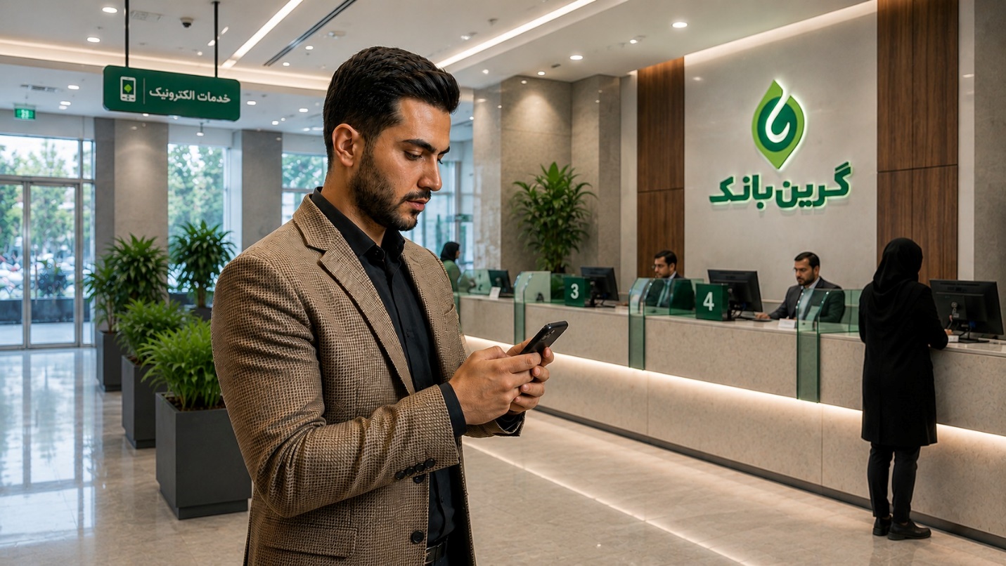 هوش مصنوعی گرین بانک؛ وام بدون ضامن، بدون شعبه Alt: فردی در حال احراز هویت از طریق سیستم بیومتریک