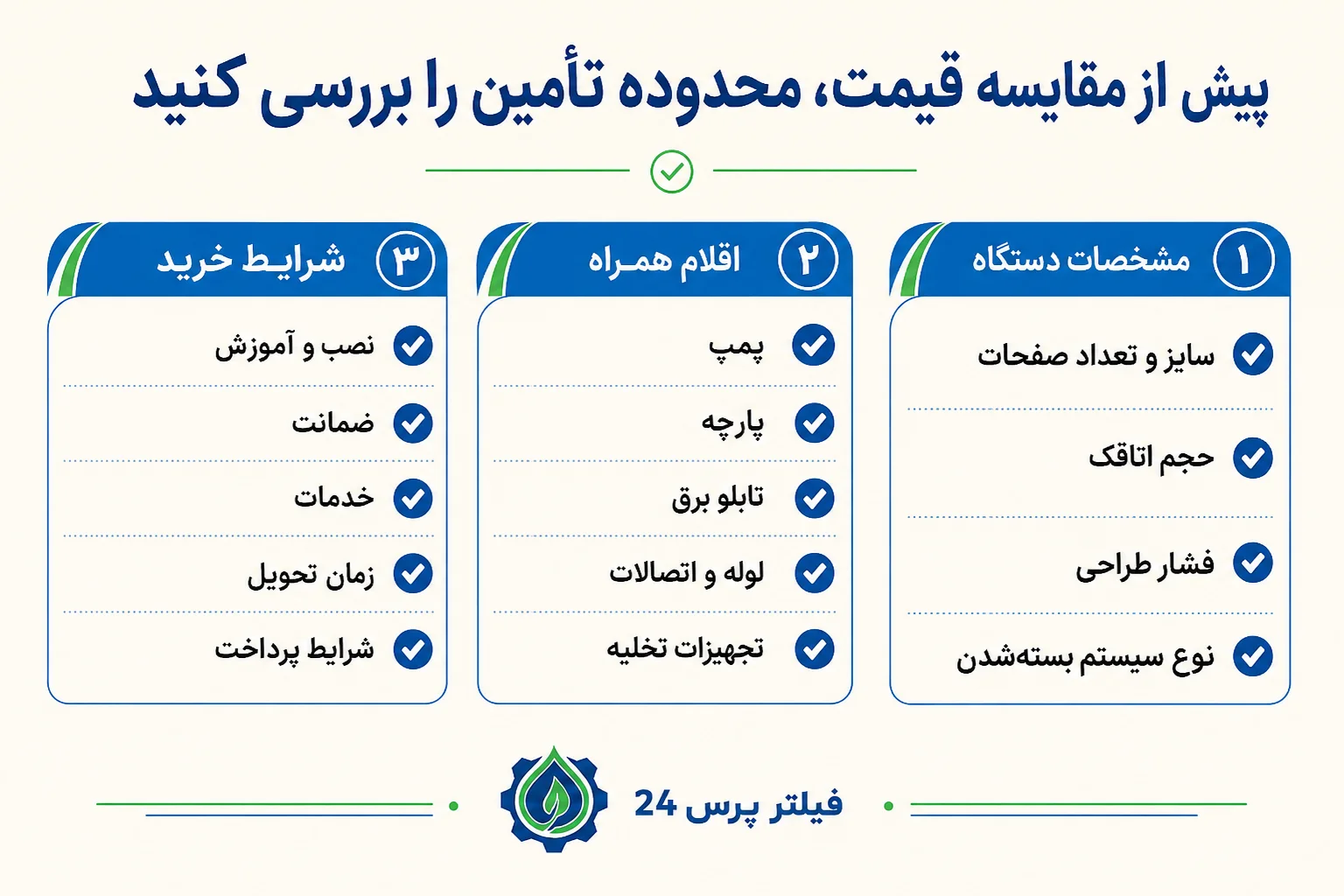 بررسی محدوده تامین فیلتر پرس