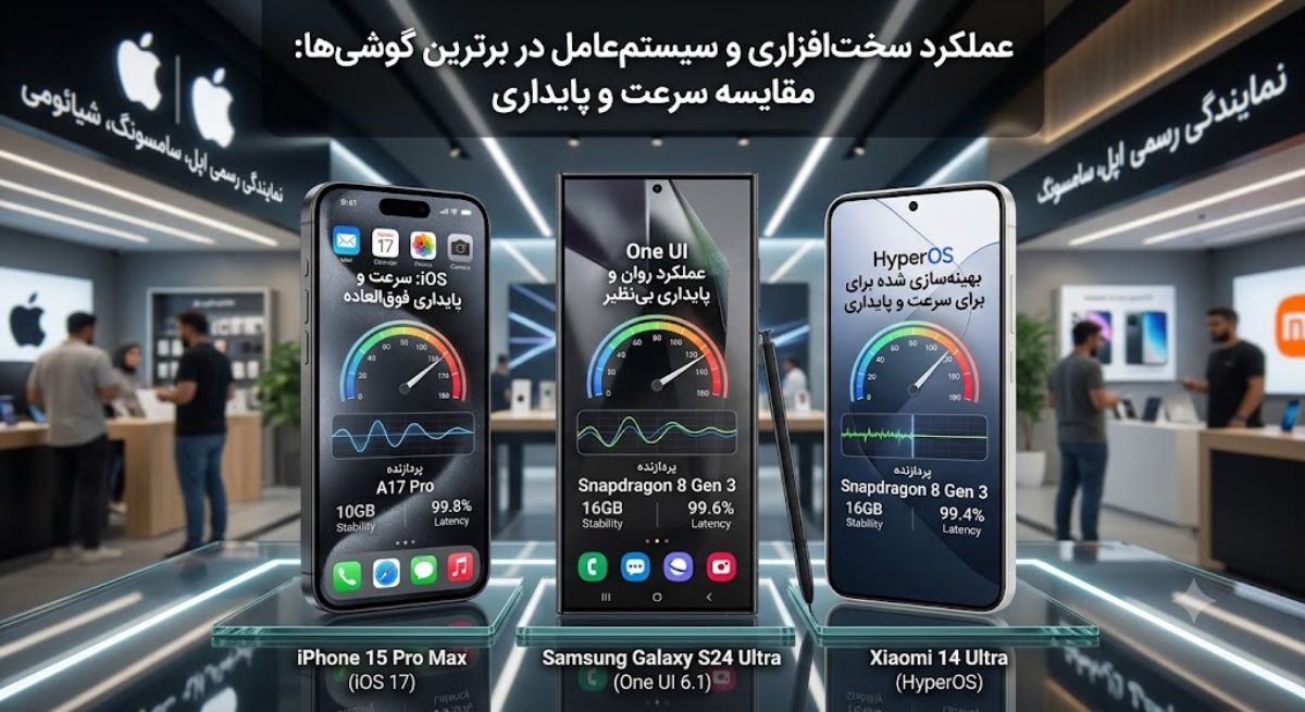 نبرد غول ها ⚔️ مقایسه همه جانبه گوشی های شیائومی، سامسونگ و اپل در سال ۲۰۲۶ عملکرد سخت افزاری و سیستم عامل؛ سرعت و پایداری